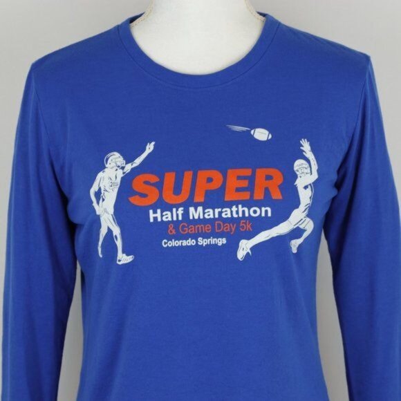 Gildan Performance Women's Medium Blue Graphic Crewneck Long Sleeve Tee - Picture 2 of 5